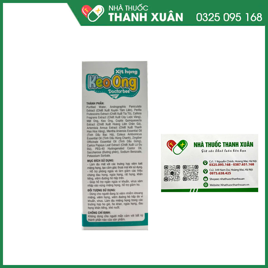 Xịt họng Keo Ong Doctorbee hỗ trợ phòng ngừa và làm giảm các triệu chứng đau rát họng, khản tiếng, viêm đường hô hấp trên